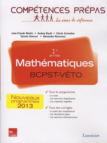 Couverture MATHEMATIQUES 1°ANNEE BCPST-VETO - Martin (Trade Paperback) - ISBN 9782743015190