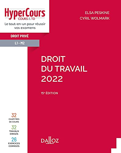 Couverture HYPERCOURS DROIT DU TRAVAIL 2022 - Wolmark Peskine (Broché) - ISBN 9782247205882