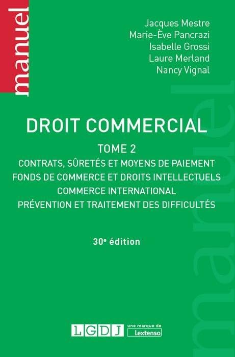 Couverture DROIT COMMERCIAL T2 - Mestre Et All (Broché) - ISBN 9782275052403