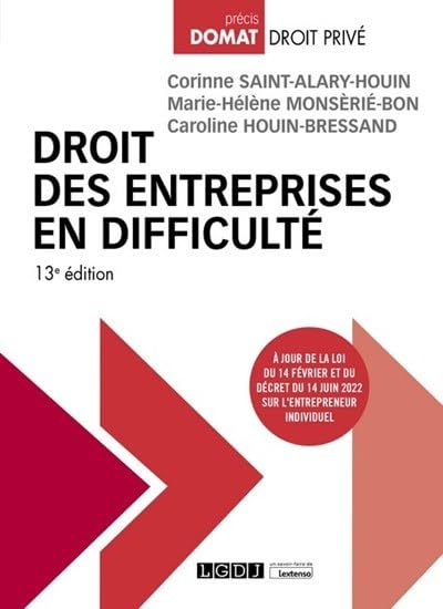 Couverture DROIT DES ENTREPRISES EN DIFFICULTE 13°ED. - Saint-Alary-Houin Et All (Broché) - ISBN 9782275102214