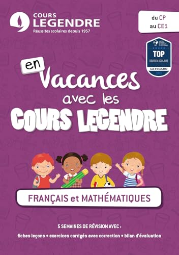 Couverture FRANCAIS ET MATHEMATIQUES DU CP AU CE1 - Cours Legendre (Poche) - ISBN 9782375812303